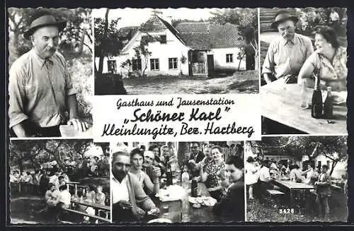 AK Grafendorf bei Hartberg, Kleinlungitz, Gasthaus Schöner Karl, Wirt & Gäste