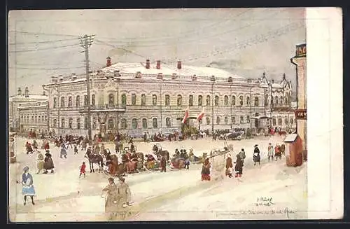 Künstler-AK Jekaterinbourg, Residence of the Czeko-Slovk`s national council branch for Russia