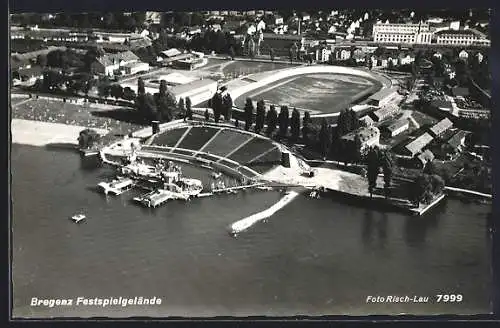 AK Bregenz, Festspielgelände vom Flugzeug aus