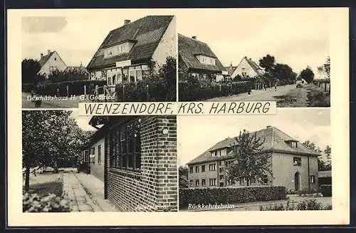 AK Wenzendorf, Geschäftshaus Gollfried, Wegpartie, Rückkehrerheim