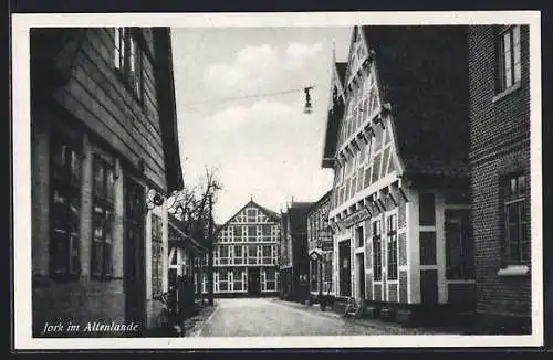 AK Jork im Altenlande, Strassenpartie mit Geschäft