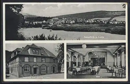 AK Beiseförth /Fulda, Gesamtansicht, Gasthaus zum Goldenen Löwen