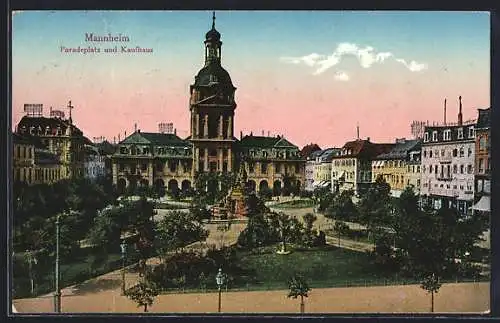 AK Mannheim, Paradeplatz und Kaufhaus