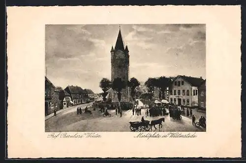 AK Westerstede, Marktplatz mit Kirchturm