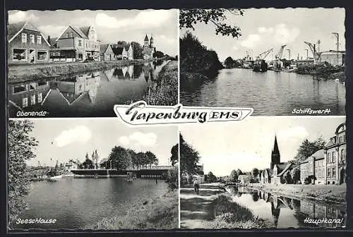 AK Papenburg / Ems, Schiffswerft, Seeschleuse, Hauptkanal, Obenende