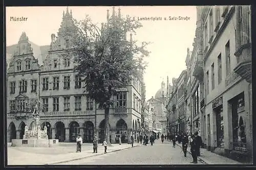 AK Münster / Westfalen, Ansicht vom Lamberti-Platz mit Salz-Strasse