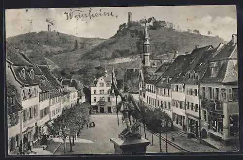 AK Weinheim / Bergstrasse, Marktplatz mit Denkmal