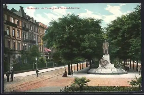 AK Mannheim, Kaiserring und Bismarckdenkmal