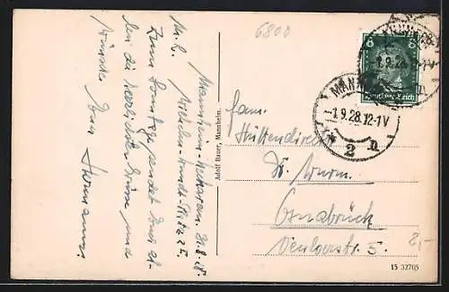 AK Mannheim, Bismarckdenkmal mit Kaiserring