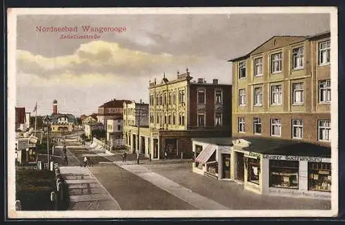 AK Wangerooge, Zedeliusstrasse mit Franz Leuwer Buchhandlung