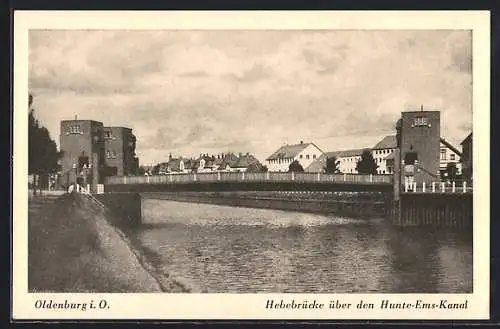 AK Oldenburg i. O., Hebebrücke über den Hunte-Ems-Kanal