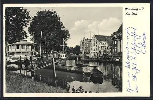 AK Oldenburg i. O., Am Stau, Boote am Ufer