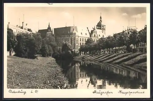 AK Oldenburg i. O., Staugraben und Hauptpostamt