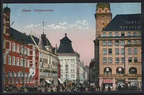 AK Essen, Hotel in der Kettwigerstrasse, Strassenbahn