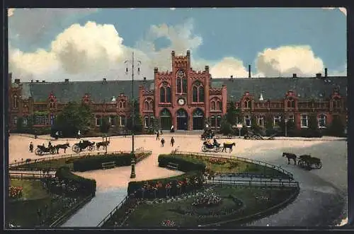 AK Oldenburg / O., Blick auf den alten Bahnhof