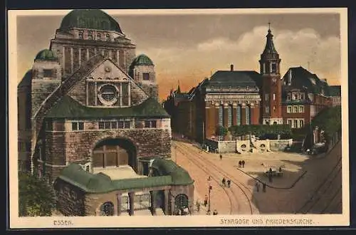 AK Essen, Synagoge und Friedenskirche