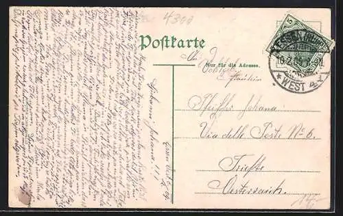 AK Essen a. Ruhr, Bugstrasse mit Museum, Kirche und Strassenbahn