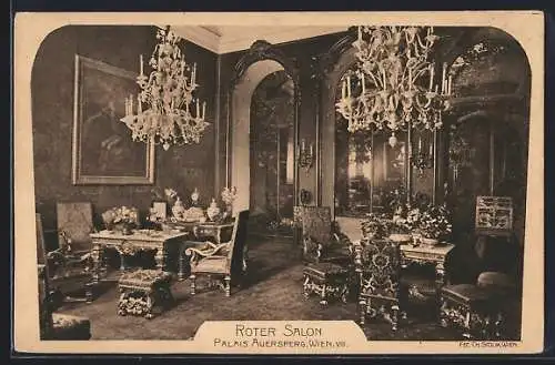 AK Wien, Palais Auersperg, Roter Salon