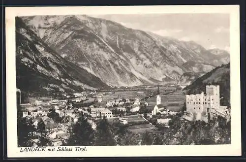 AK Landeck, Ortsansicht mit Schloss Tirol