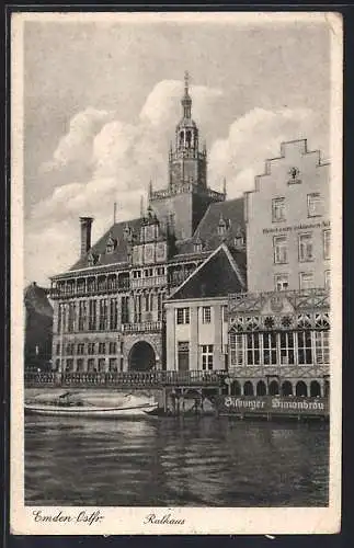 AK Emden, Rathaus, Hotel zum goldenen Adler