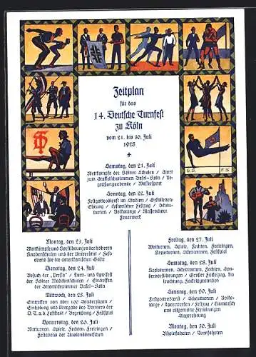 AK Köln, 14. Deutsches Turnfest 1928, Zeitplan