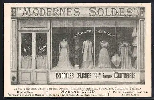 AK Paris, Modernes Soldes, Madame Naud, 5 Rue de Laborde