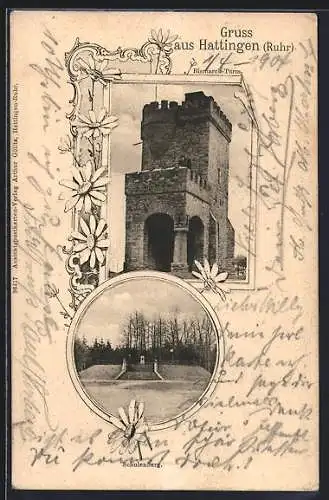 AK Hattingen /Ruhr, Bismarck-Turm und Schulenberg