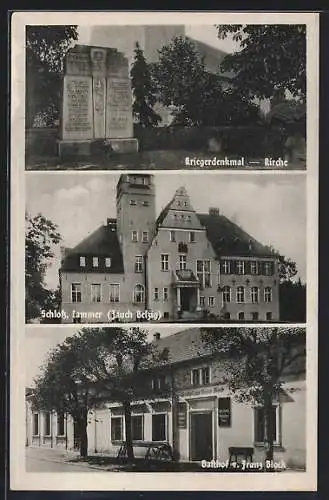 AK Brandenburg Havel, Kirche und Kriederdenkmal, Schloss und Gasthof Block