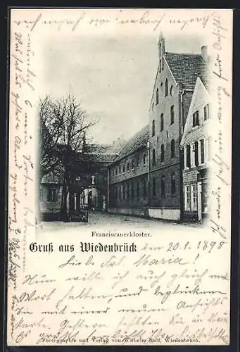 AK Wiedenbrück, Franziskanerkloster mit Strassenpartie