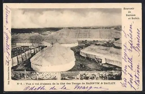 AK Zirkus Barnum & Bailey, Zelte aus der Vogelschau