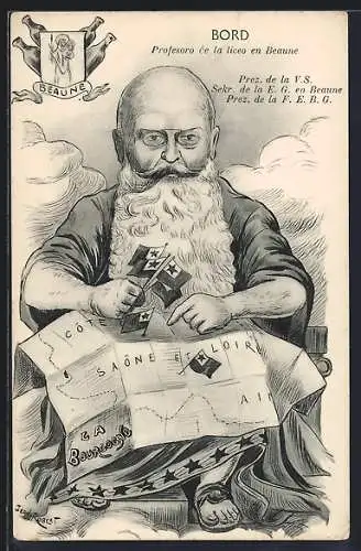 Künstler-AK Bord, Profesoro ce la liceo Beaune, Prez. de la V. S., Esperanto