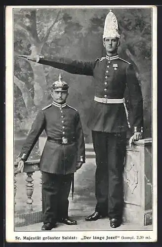 AK Deutschlands grösster Soldat, Der lange Josef neben dem kleinsten Soldaten der deutschen Armee