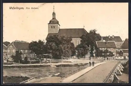 AK Weferlingen /Prov. Sachsen, Blick auf Kirche