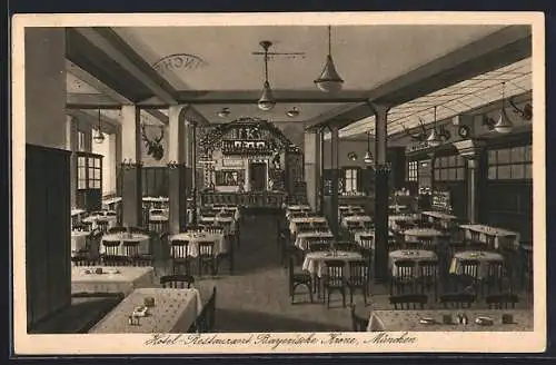 AK München-Au, Hotel-Restaurant Bayerische Krone, Schützenstrasse 10, Innenansicht