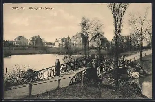 AK Bochum, Partie im Stadtpark mit Blick zum Ort