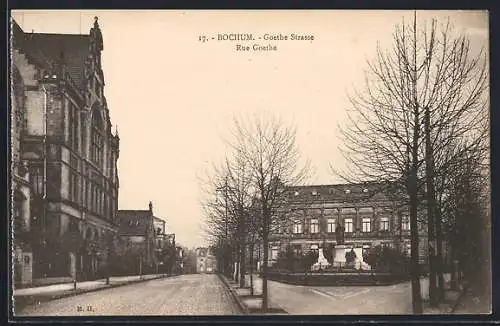 AK Bochum, Goethestrasse mit Denkmal