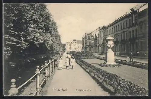 AK Düsseldorf, Strassenpartie an der Goltsteinbrücke