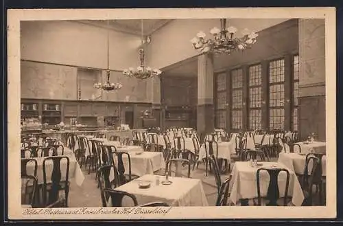 AK Düsseldorf, Hotel-Restaurant Zweibrücker Hof, Königsallee 92, Innenansicht