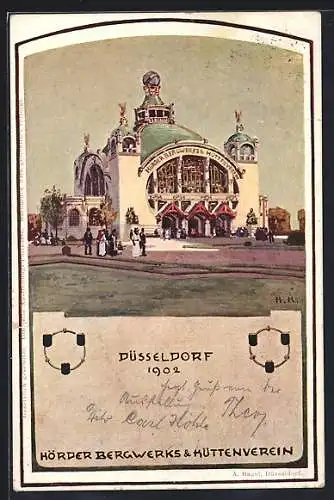 AK Düsseldorf, Ausstellung 1902, Hörder Bergwerks & Hüttenverein, Ausstellungshaus