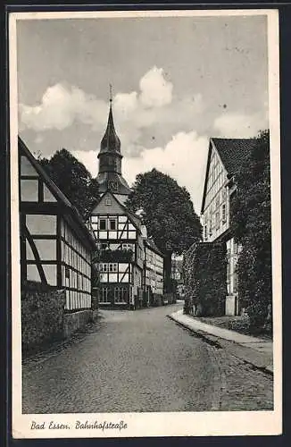 AK Bad Essen, Bahnhofstrasse mit Blick zur Kirche