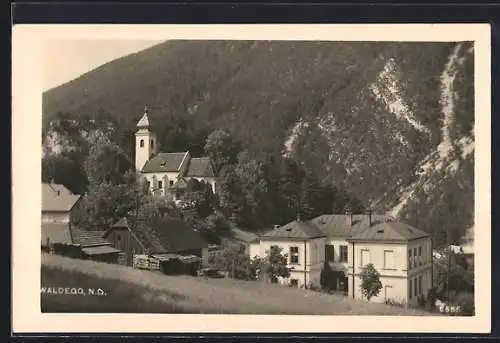 AK Waldegg, Ortsansicht mit Kirche