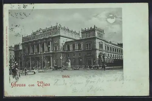 Mondschein-AK Wien, Börse mit Strassenpartie