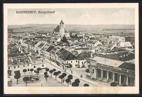 AK Eisenstadt, Panorama mit Kirche und Strassenpartie