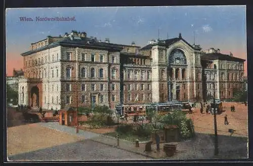 AK Wien, Nordwestbahnhof mit Vorplatz aus der Vogelschau