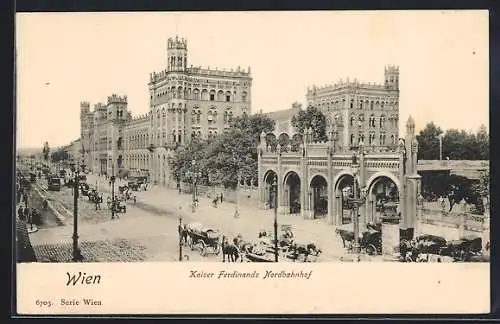 AK Wien, Kaiser Ferdinands Nordbahnhof mit Strasse aus der Vogelschau