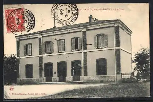 AK Verdun-sur-le-Doubs, La Gare