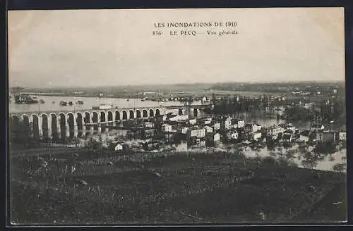 AK Le Pecq, Les inondations de 1910, Vue générale