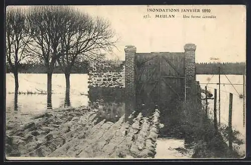 AK Meulan, Inondations janvier 1910, Une ferme écroulée