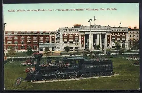 AK Winnipeg /Man., C. P. R. Station, Engine Countess of Dufferin