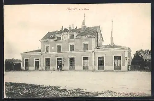 AK Chagny, Blick zum Bahnhofsgebäude, la Gare